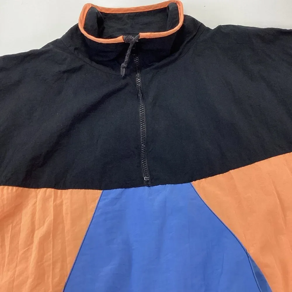 Shell Shock Brand Vintage Nylon Jacket Pullover Wing Arms Neon Orange